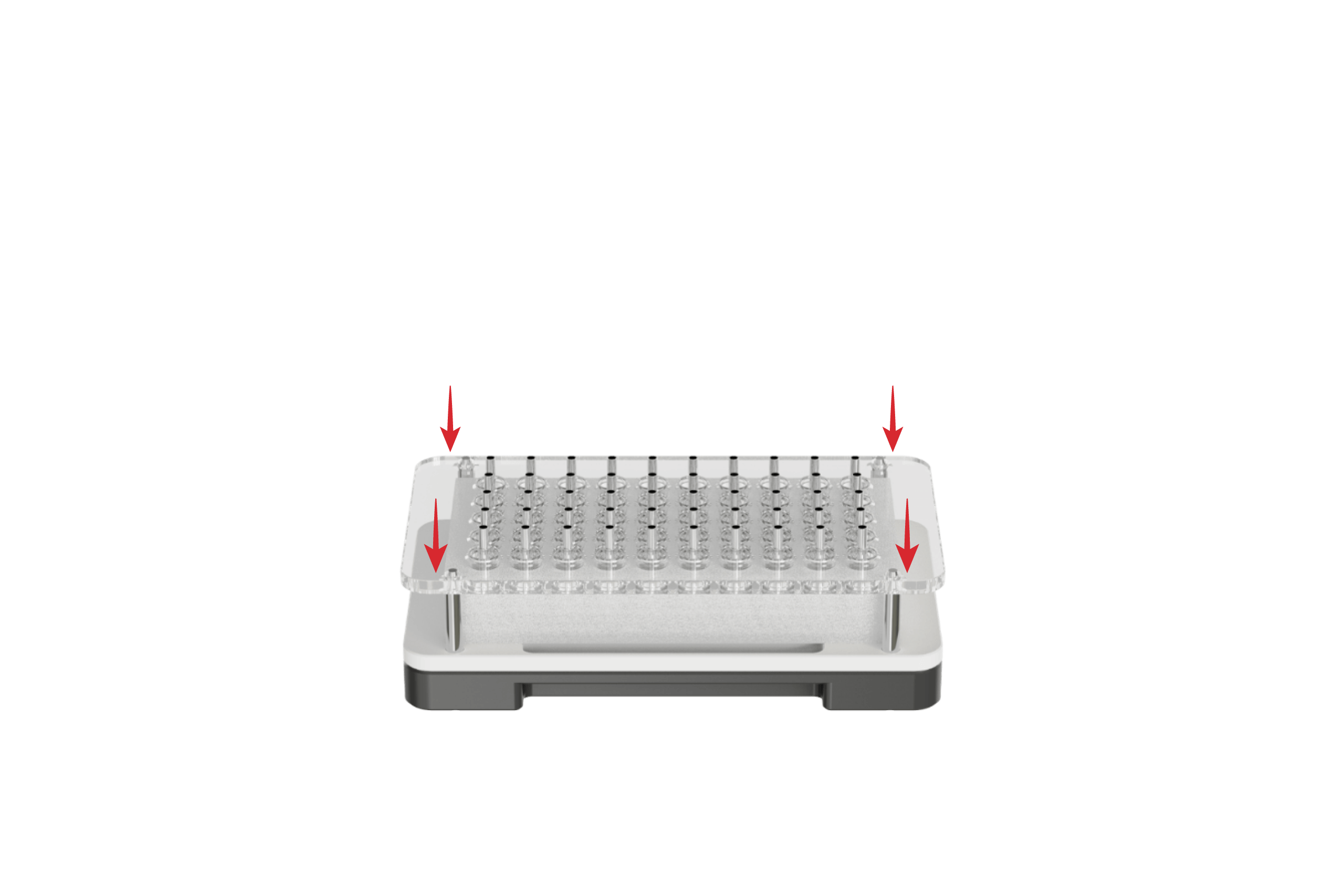 2. Place the Positioning Plate over the foam tray for filling.