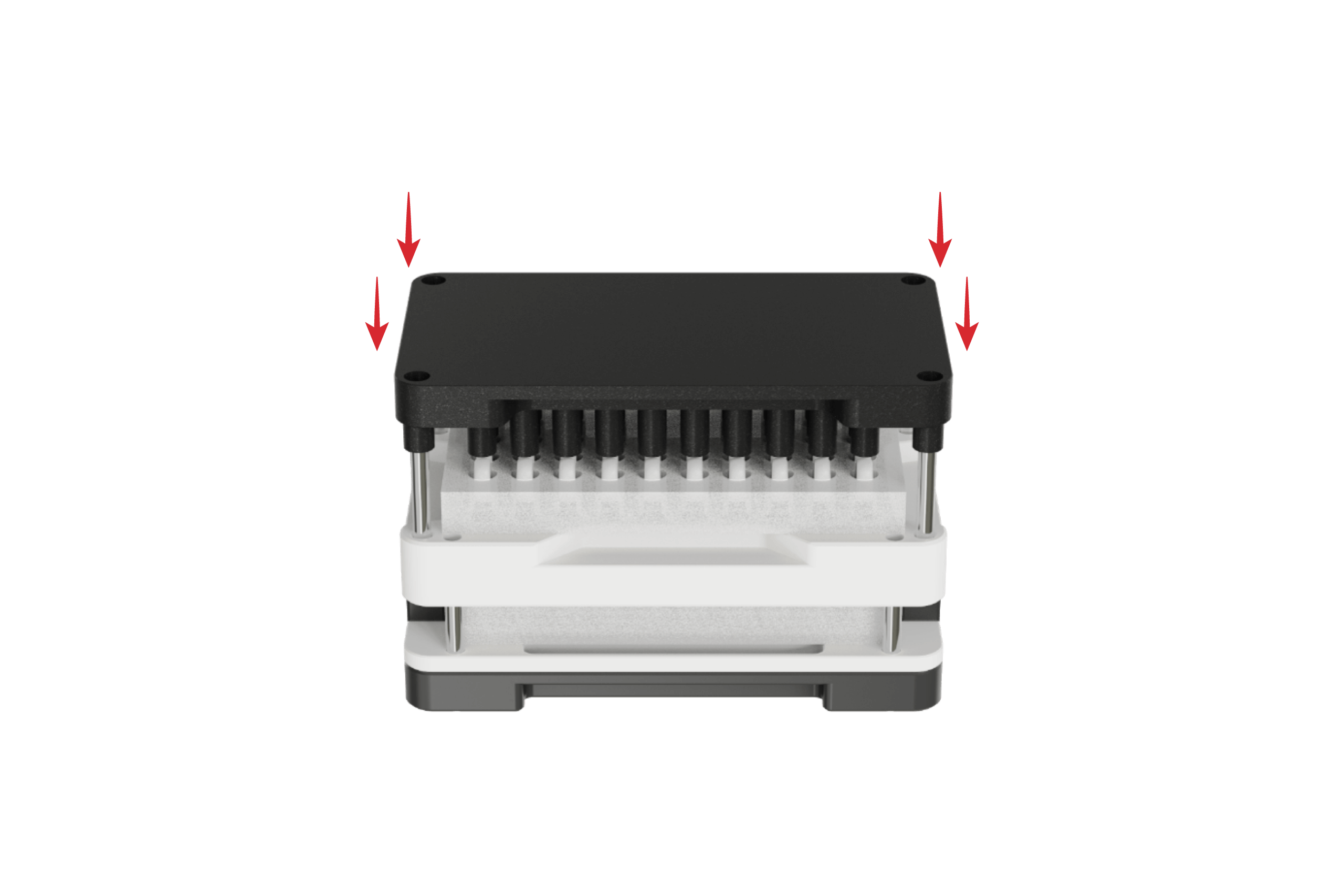 1. Place the Glandplate ontop of the mouthpiece foam tray.